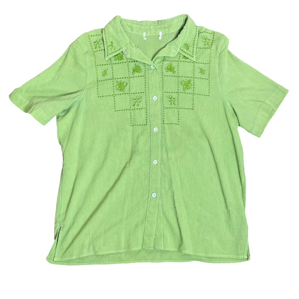Vintage Green Dip Dye Granny Blouse Size L